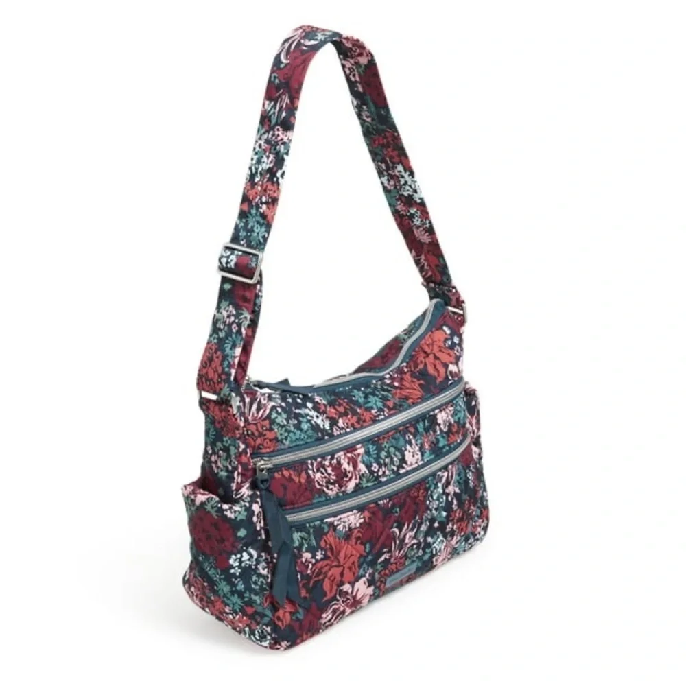 🆕Vera Bradley Triple Zip Shoulder Bag, Cabbage Rose Cabernet - Picture 3 of 9